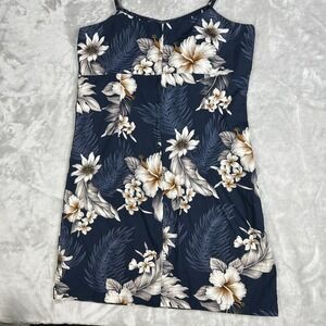 Pacific Legend Apparel Womens Dress Floral Hawaiian Luau‎ Navy Blue Size L
